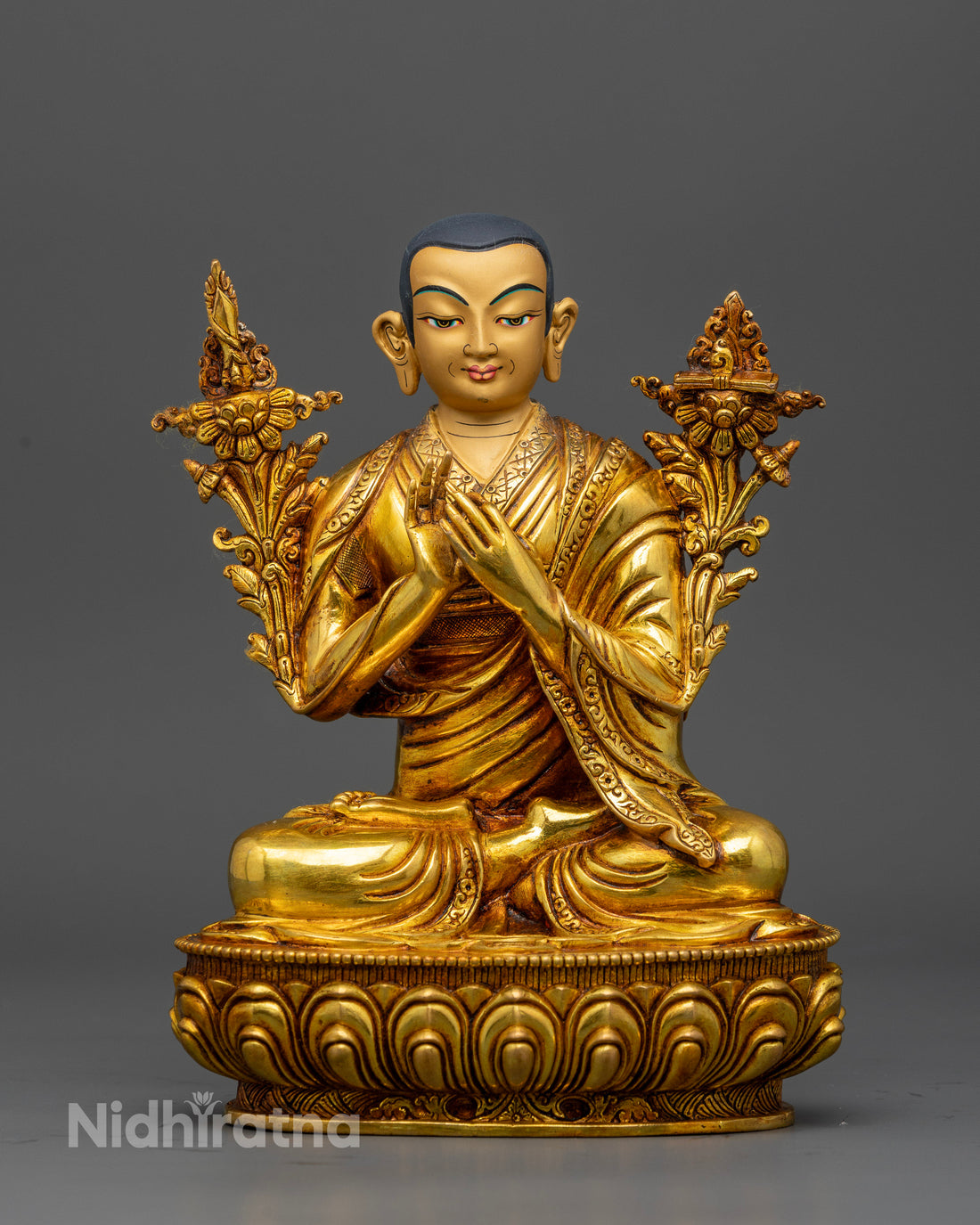 24K Gold-Coated Tsongkhapa Set: Embodying Wisdom and Tradition