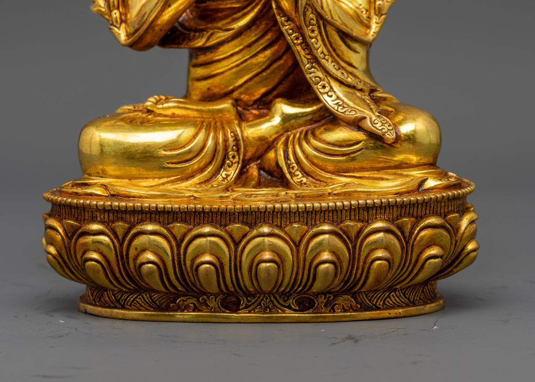 24K Gold-Coated Tsongkhapa Set: Embodying Wisdom and Tradition