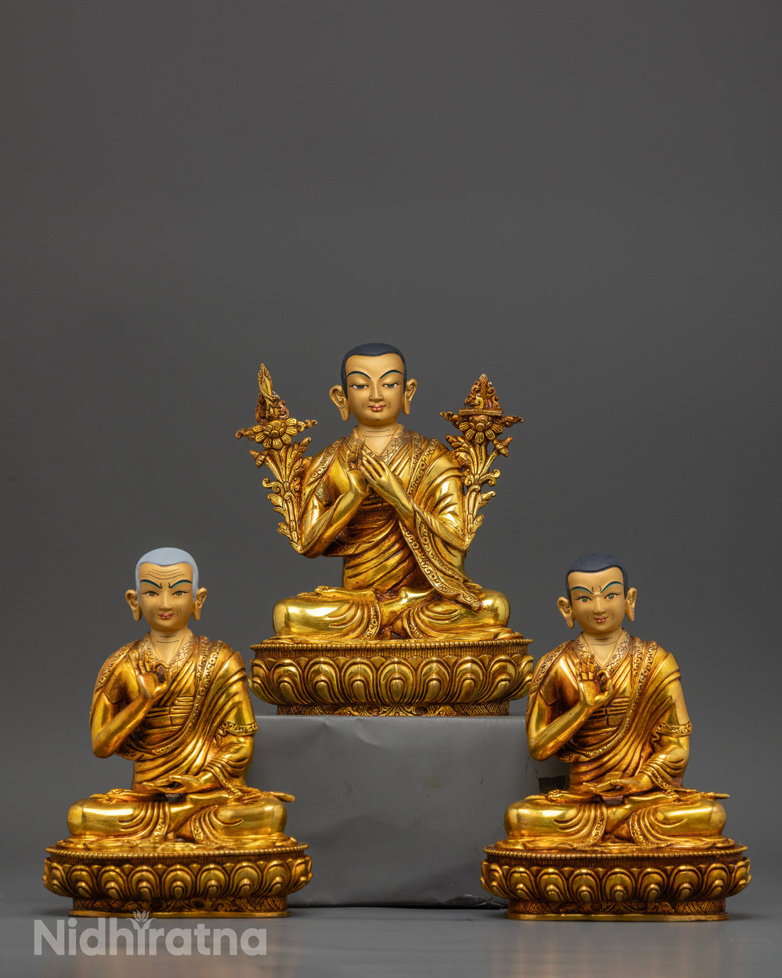 24K Gold-Coated Tsongkhapa Set: Embodying Wisdom and Tradition