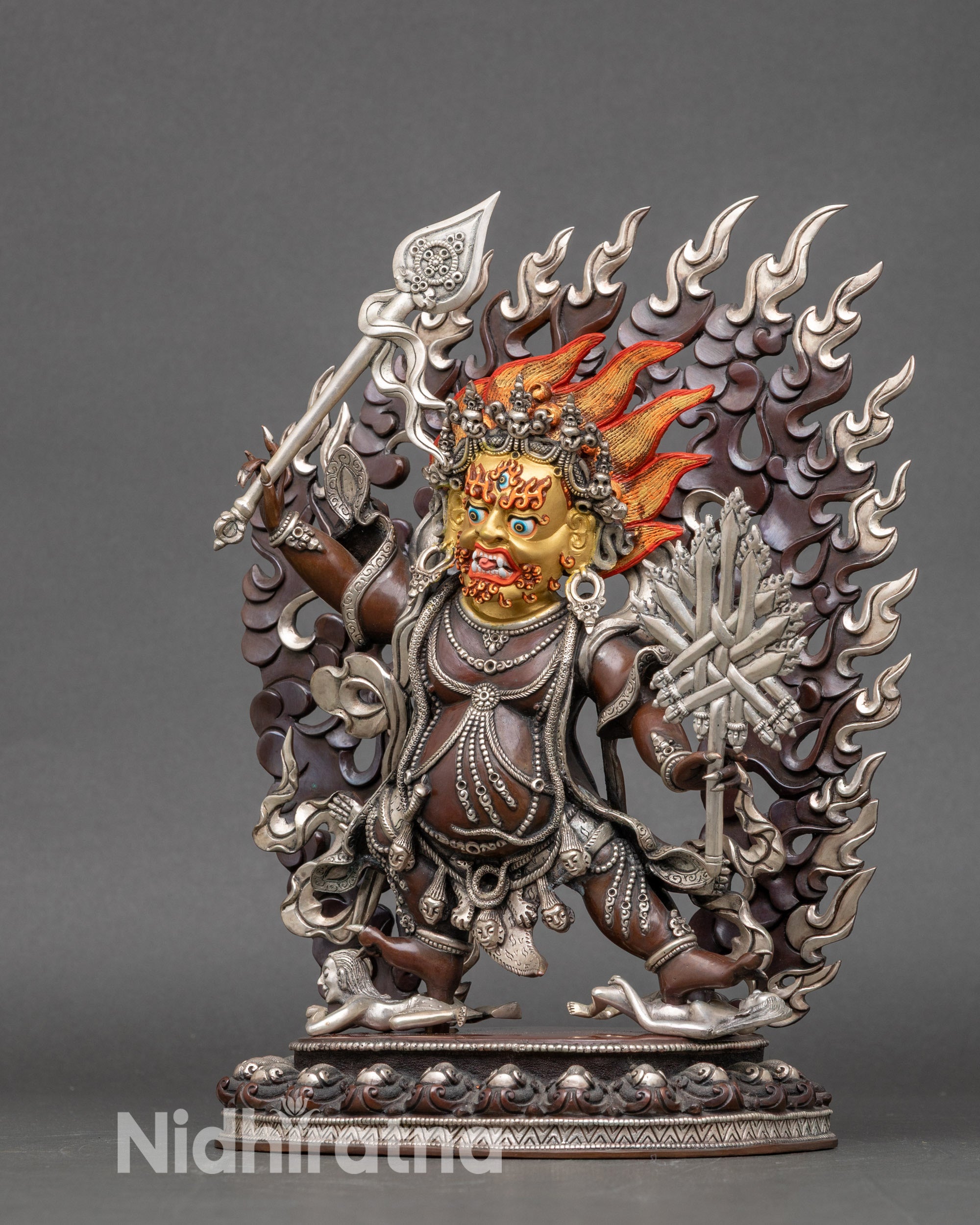 Talka Mebar statue for meditation altar, sacred Himalayan deity with radiant gold face