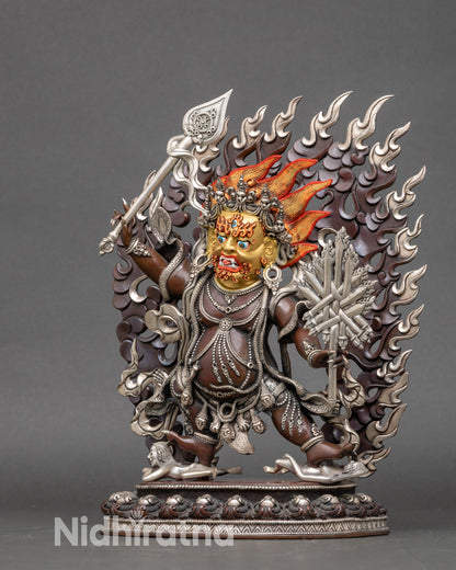 Talka Mebar statue for meditation altar, sacred Himalayan deity with radiant gold face