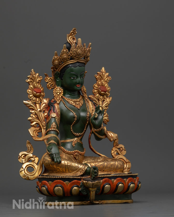 Tibetan Buddhist Green Tara Great Liberator Figurine | Sacred Sculpture for Buddhist Shrines | Tara Buddhism