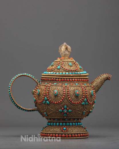 Buy Tibetan Tea Pot Online | Handmade Ritual Vessel from Nepal