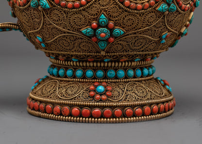 Buy Tibetan Tea Pot Online | Handmade Ritual Vessel from Nepal