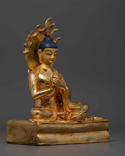 The 24cm tall Nagarjuna statue, showcasing intricate craftsmanship, colorful embellishments, and the symbolic beauty of traditional design.
