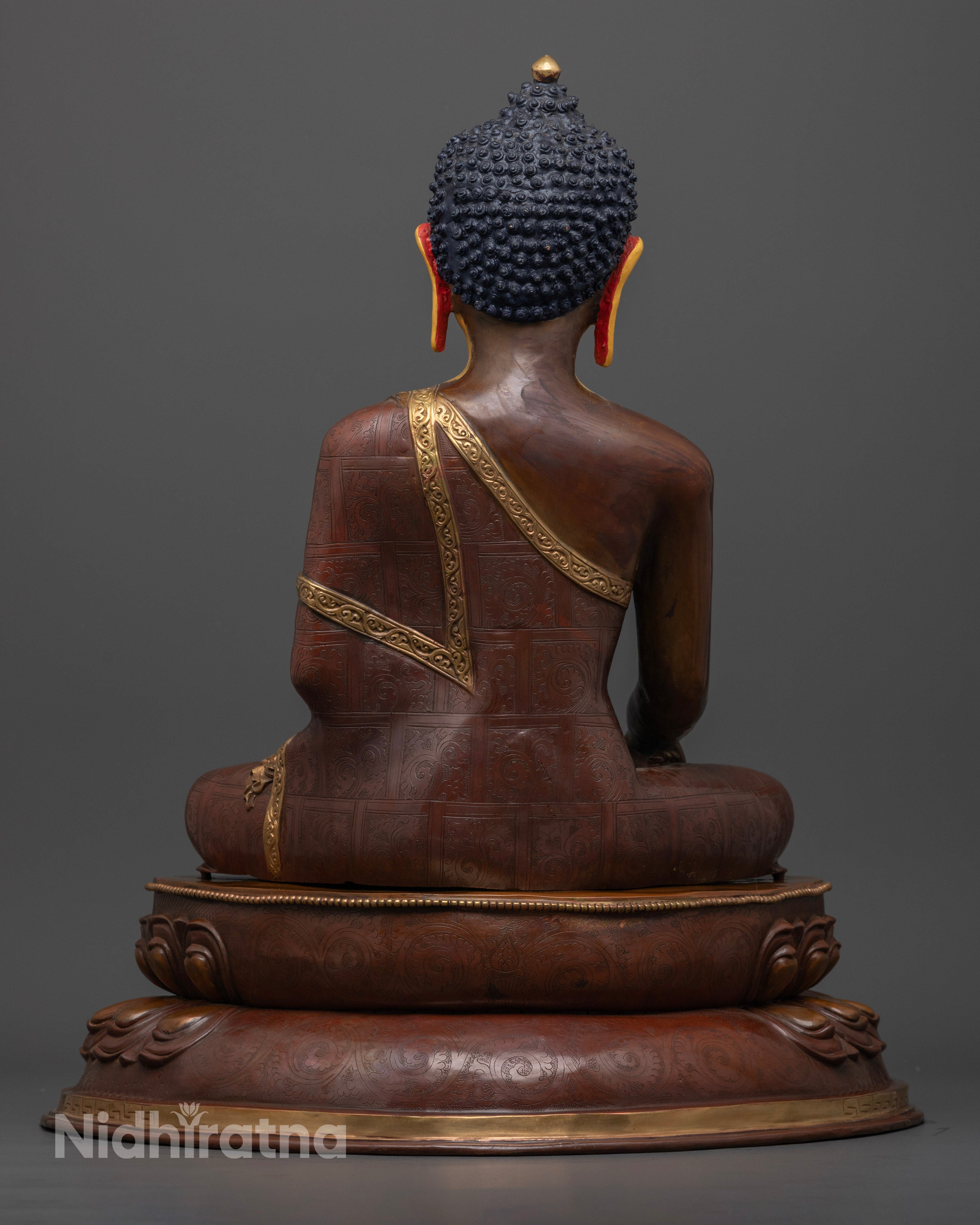The handcrafted Buddha Shakyamuni statue, a masterpiece combining traditional artistry, premium materials, and vibrant cultural expression.