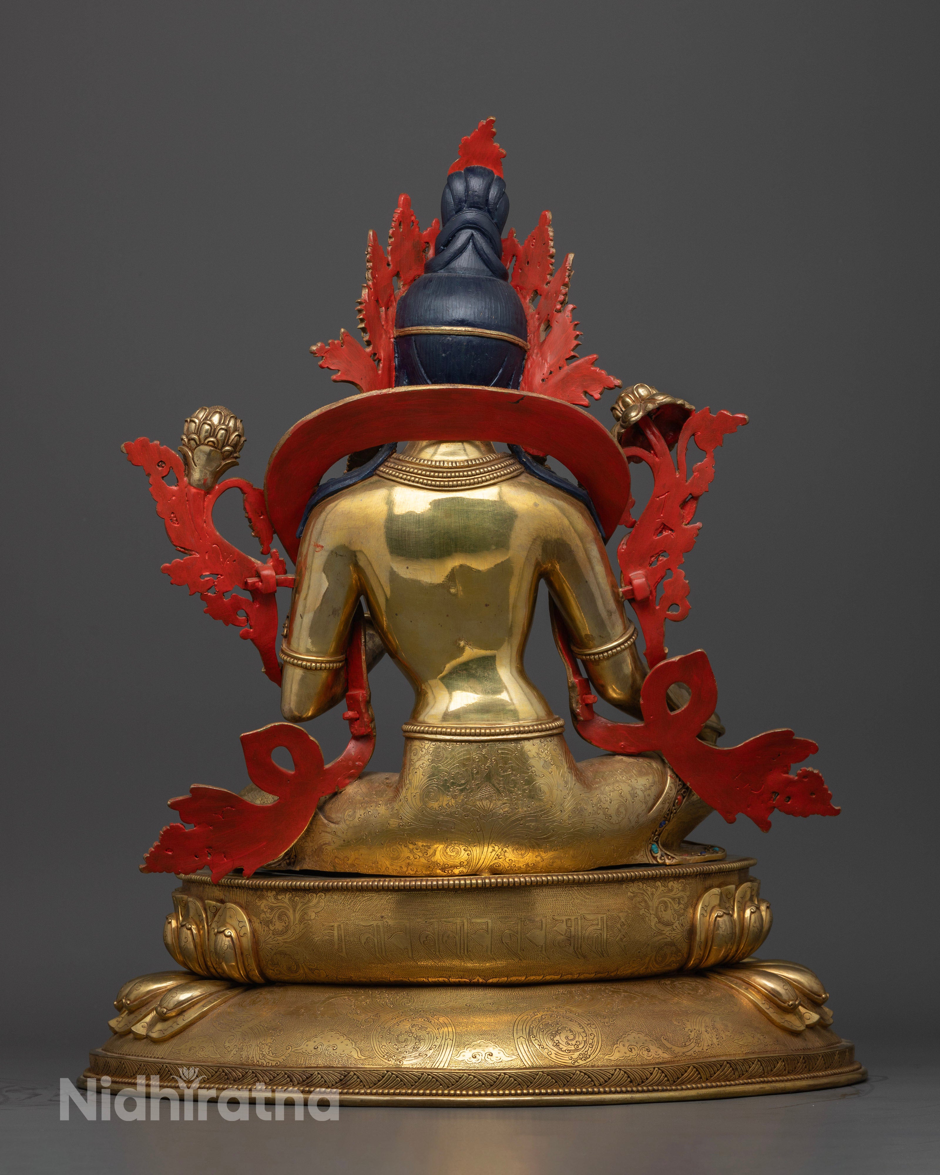 The handcrafted Green Tara statue is made from high-quality copper, a stunning blend of durability, beauty, and spiritual artistry.