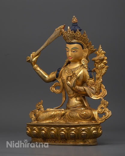 the hollow interior of the Manjushree Bodhisattva statue, designed for traditional mantra-filling and consecration practices.