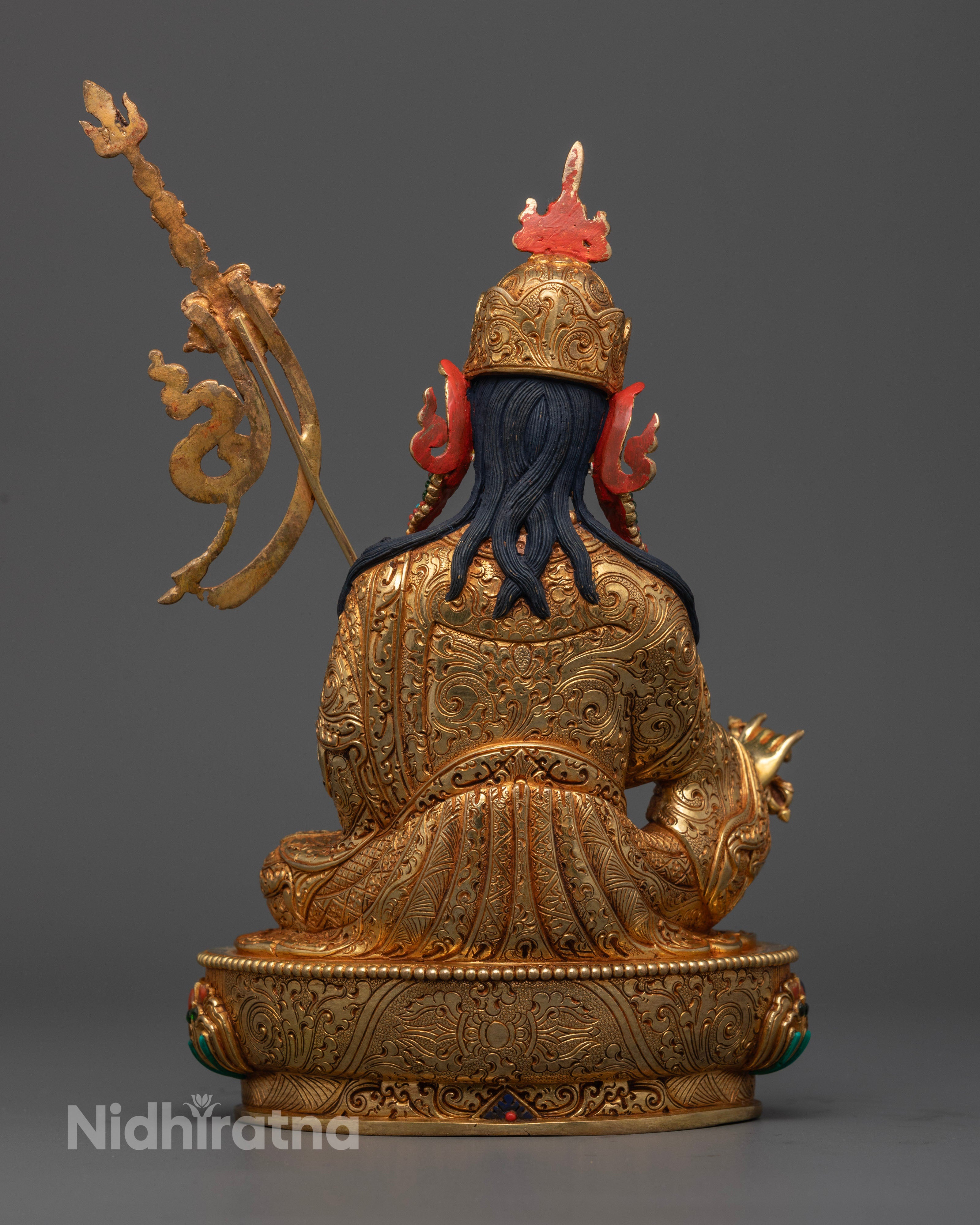 The intricately detailed Guru Rinpoche statue, radiating protection and enlightenment—ideal for meditation spaces and sacred decor.