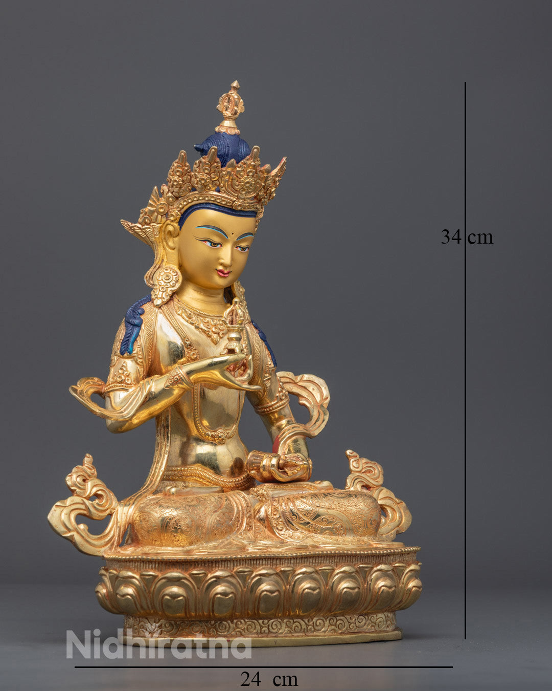 The lotus throne base with hollow section for mantra and relic filling, emphasizing traditional Himalayan spiritual art and sacred design.
