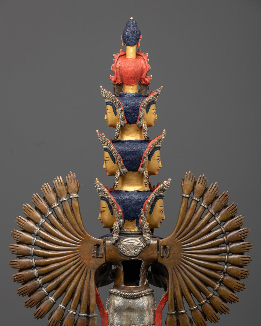 Oxidized Copper 1000 Armed Avalokiteshvara Statue