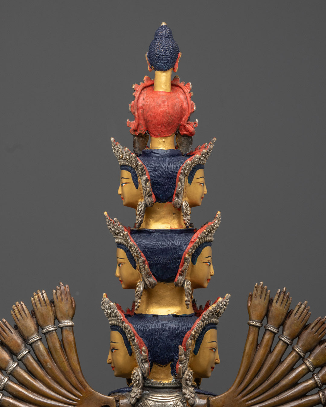 Oxidized Copper 1000 Armed Avalokiteshvara Statue