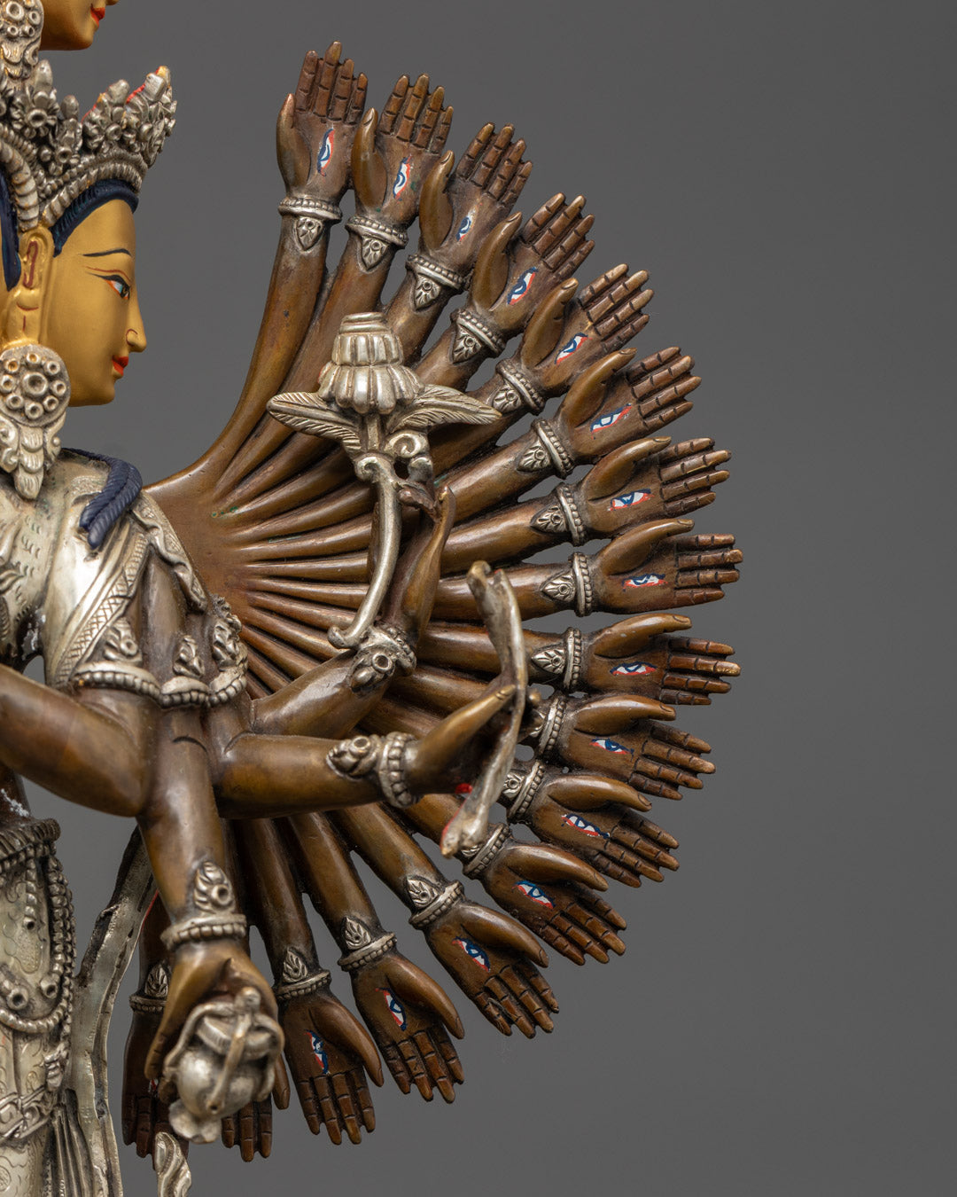 Oxidized Copper 1000 Armed Avalokiteshvara Statue