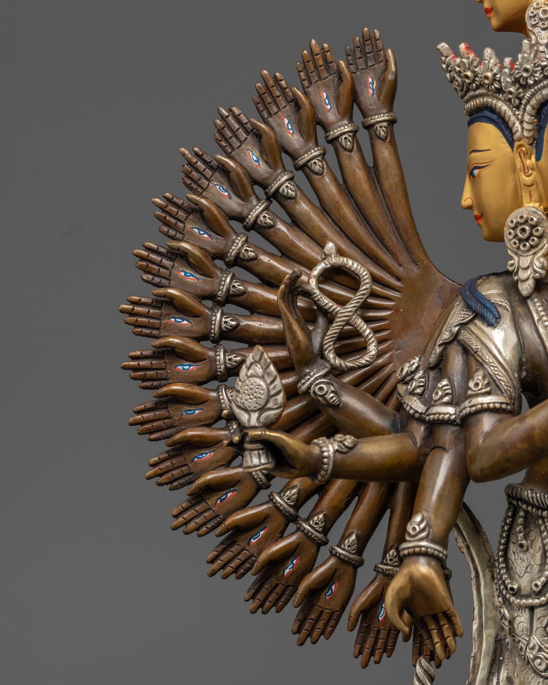 Oxidized Copper 1000 Armed Avalokiteshvara Statue