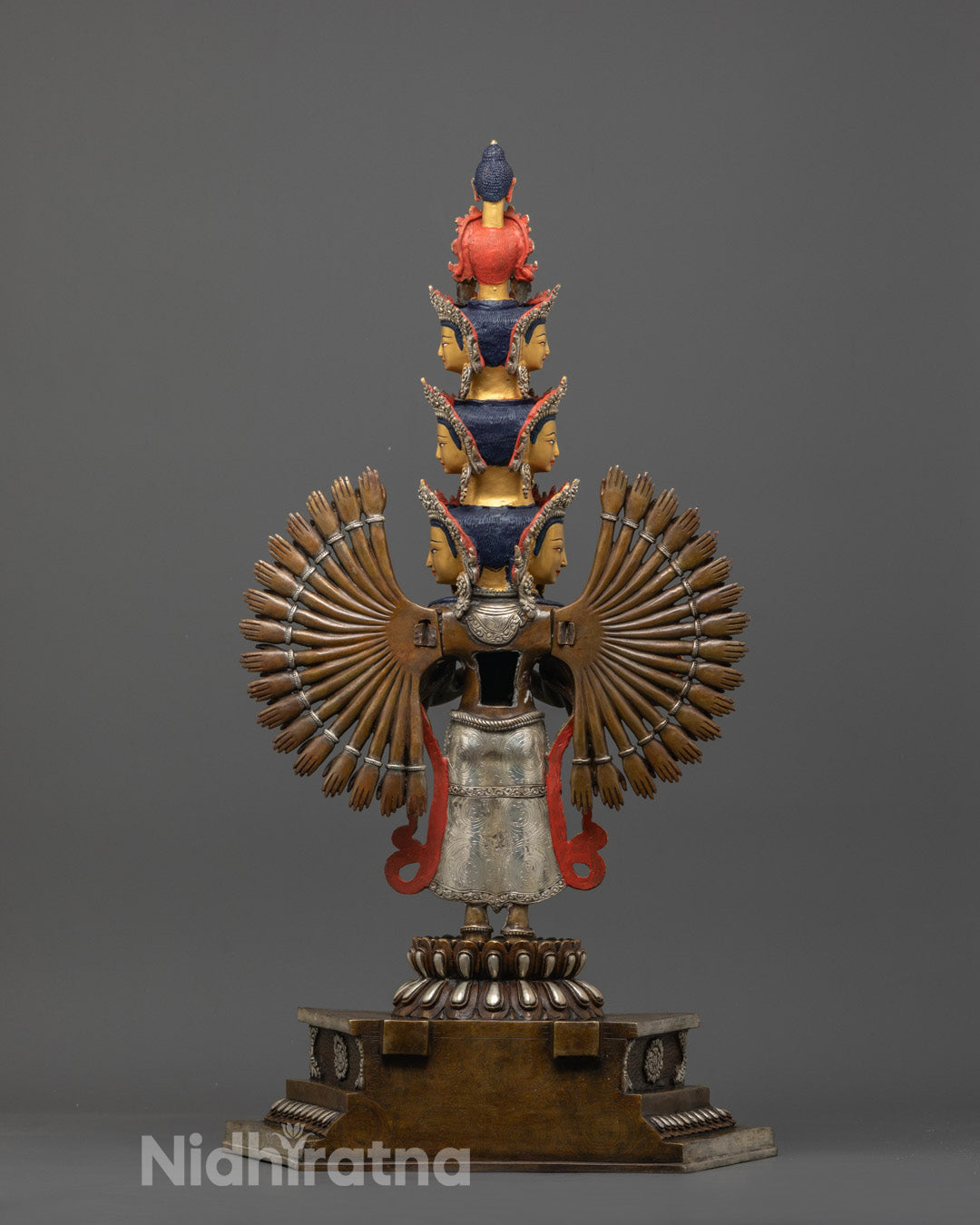 Oxidized Copper 1000 Armed Avalokiteshvara Statue