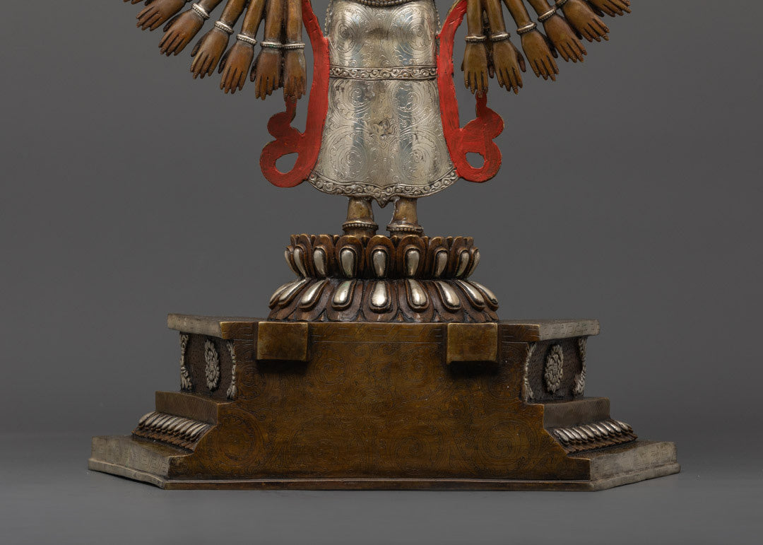 Oxidized Copper 1000 Armed Avalokiteshvara Statue