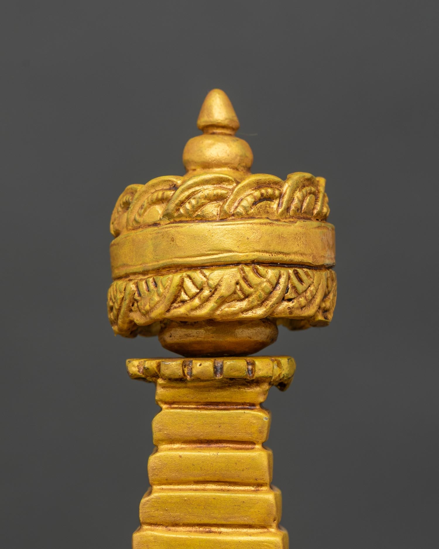 Three-quarter view of Boudhanath Stupa statue showing complete structure