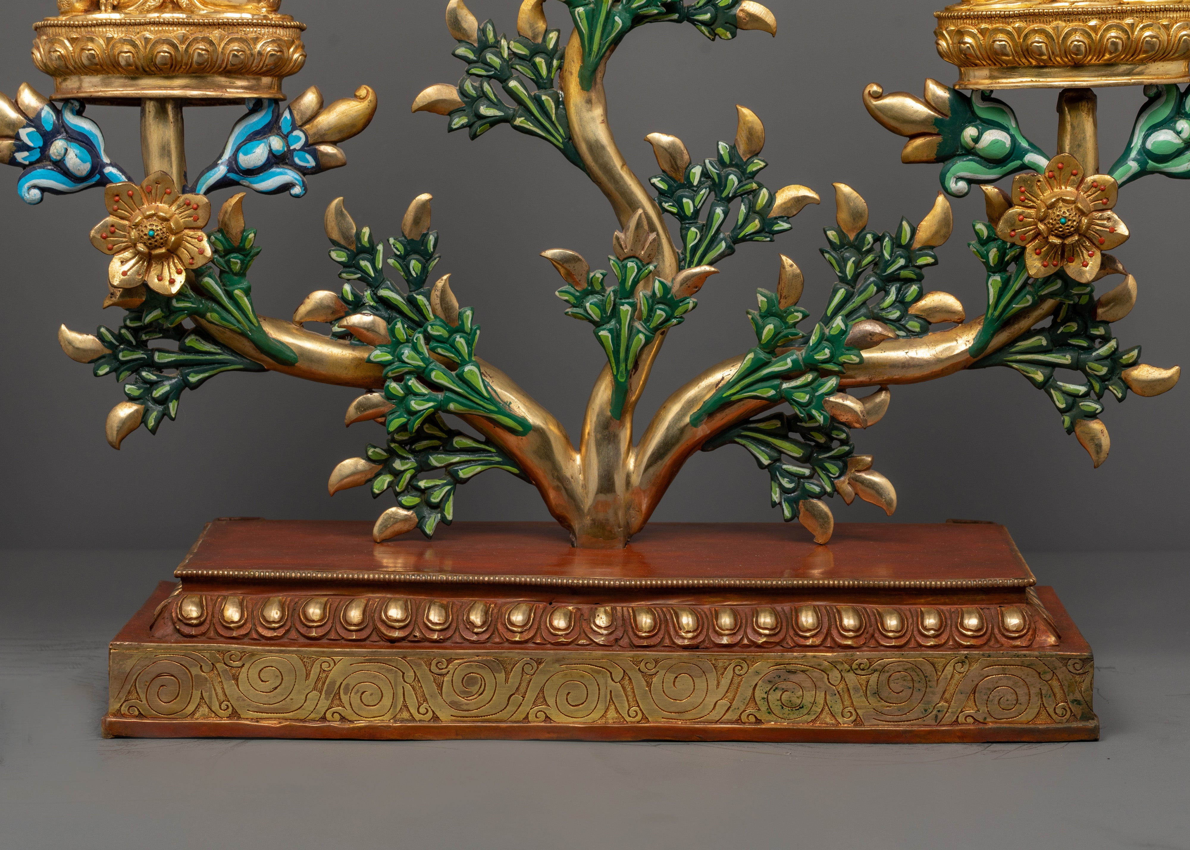 Sacred Buddha Trinity Statue | Handcrafted Bodhi Tree Design