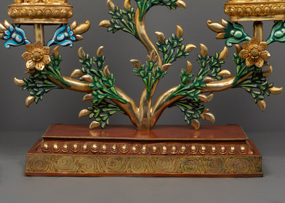 Sacred Buddha Trinity Statue | Handcrafted Bodhi Tree Design