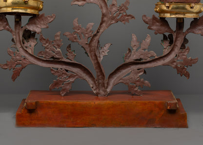 Sacred Buddha Trinity Statue | Handcrafted Bodhi Tree Design