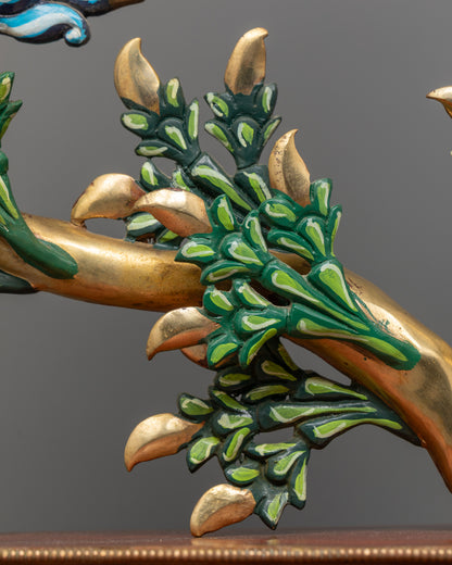 Sacred Buddha Trinity Statue | Handcrafted Bodhi Tree Design