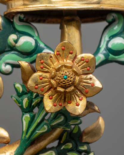 Sacred Buddha Trinity Statue | Handcrafted Bodhi Tree Design