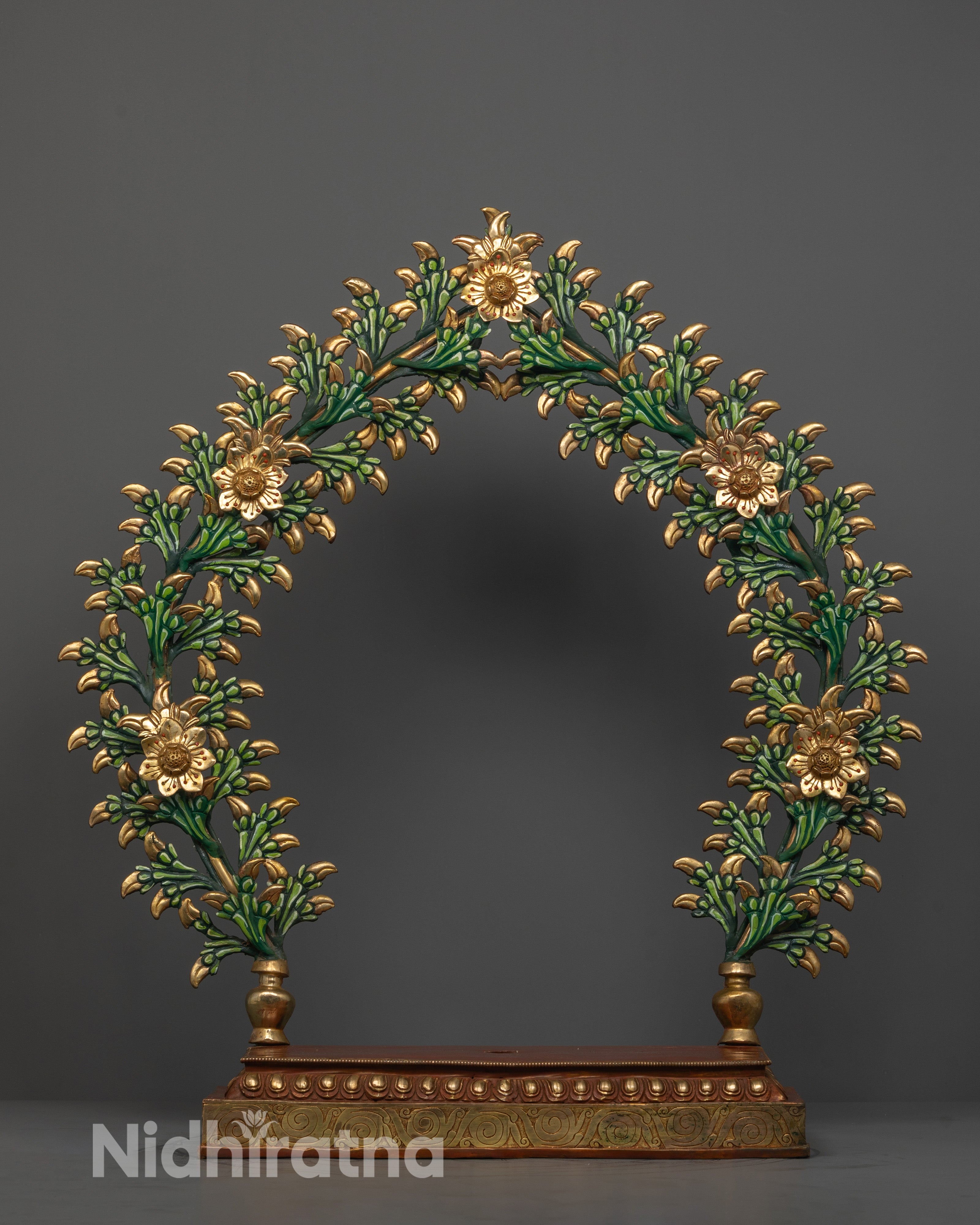 Sacred Buddha Trinity Statue | Handcrafted Bodhi Tree Design