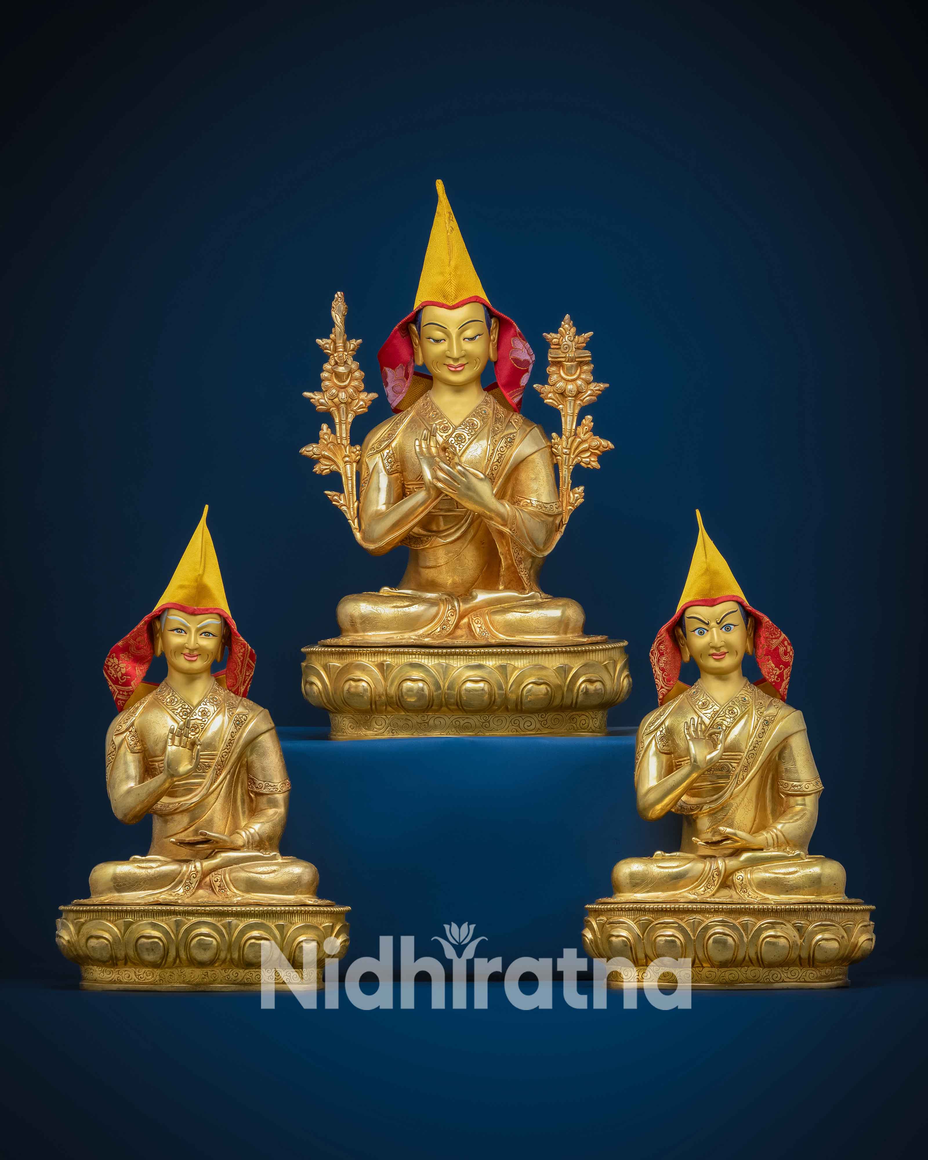 Tibetan Buddhist master statue collection — handcrafted figurines of revered gurus and yogis, for temple, altar, and meditation space