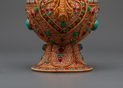 Exquisite Tibetan Bhumba | Copper Ritual Vessel for Buddhist Offerings