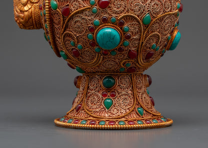 Exquisite Tibetan Bhumba | Copper Ritual Vessel for Buddhist Offerings