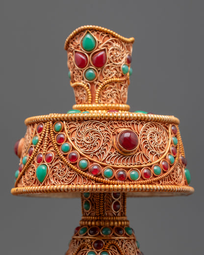 Exquisite Tibetan Bhumba | Copper Ritual Vessel for Buddhist Offerings