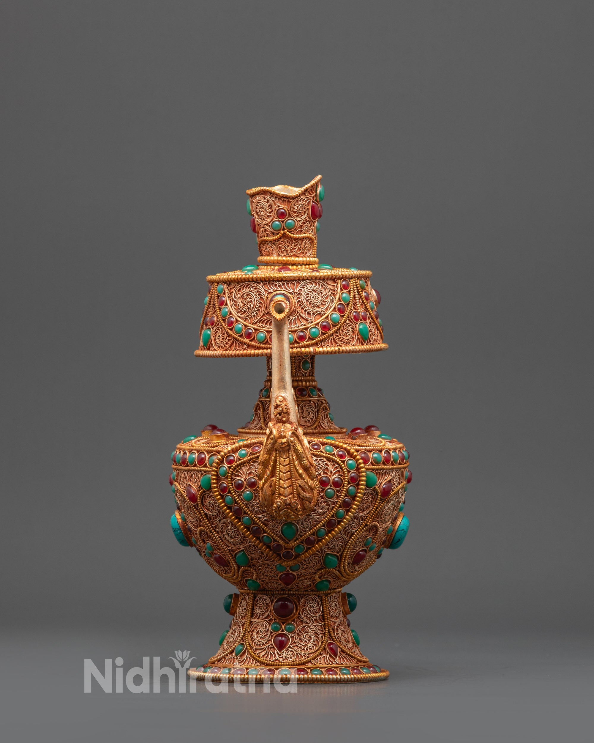 Exquisite Tibetan Bhumba | Copper Ritual Vessel for Buddhist Offerings