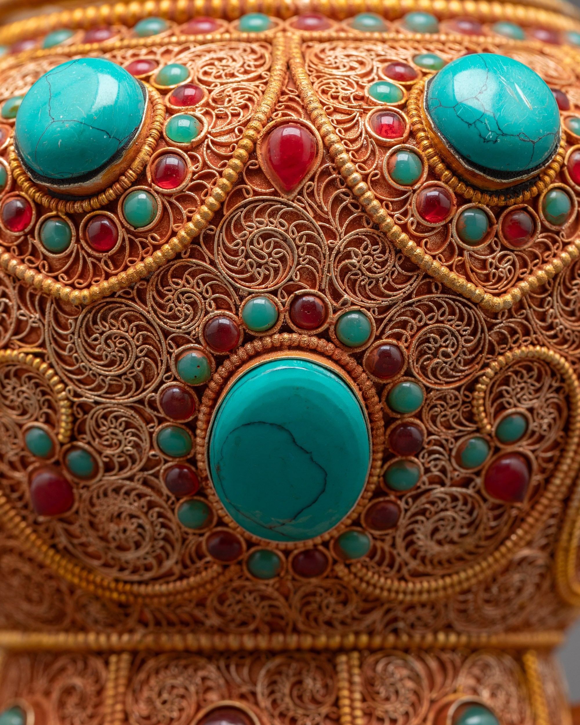 Handcrafted Turquoise Neshi Rice Pot | Buddhist Rites and Rituals