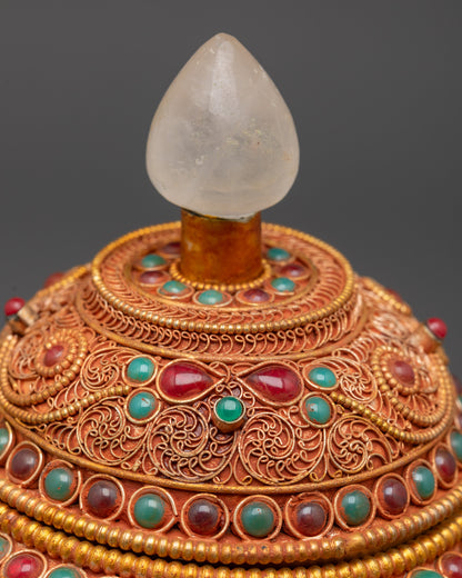 Handcrafted Turquoise Neshi Rice Pot | Buddhist Rites and Rituals