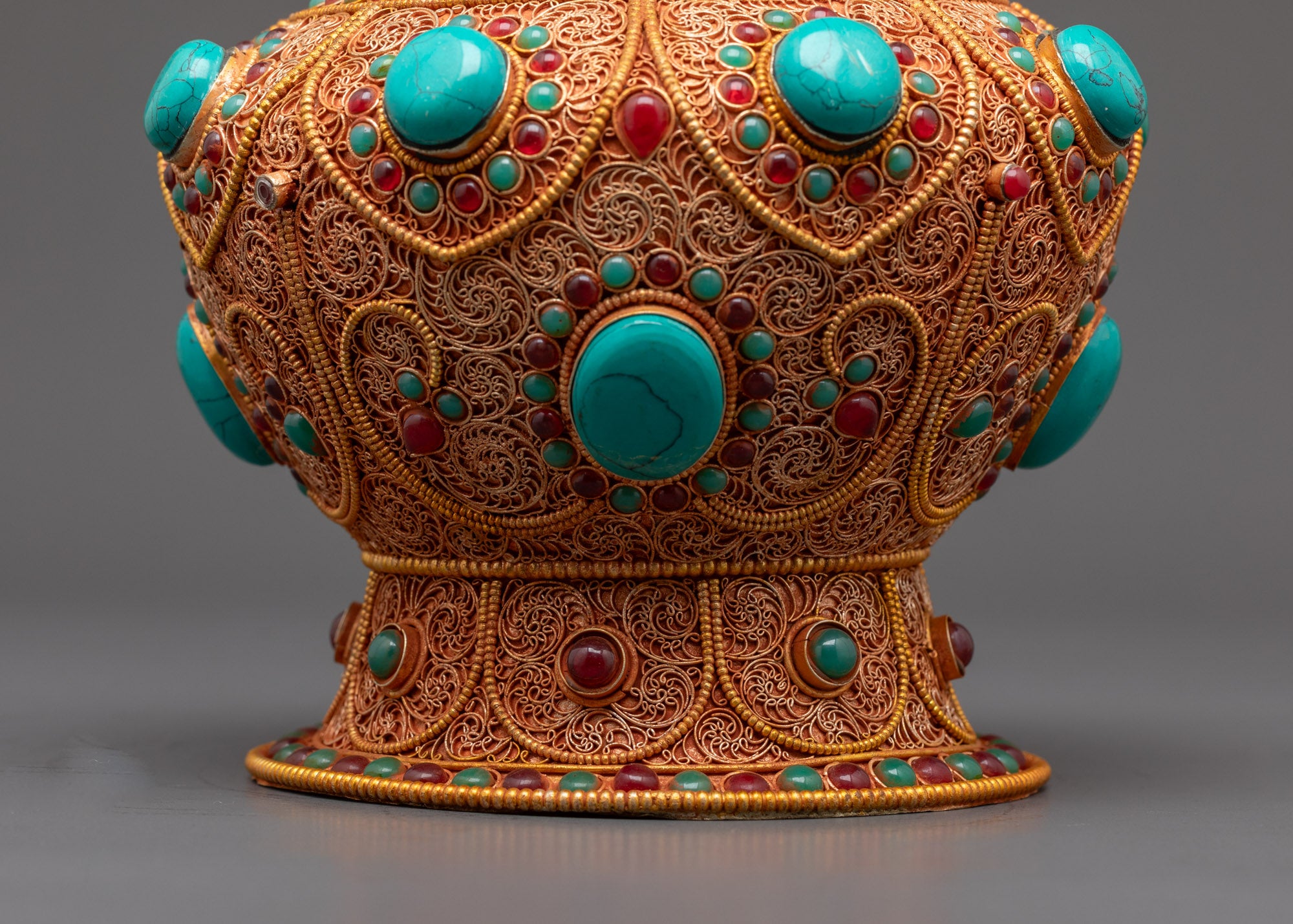 Handcrafted Turquoise Neshi Rice Pot | Buddhist Rites and Rituals