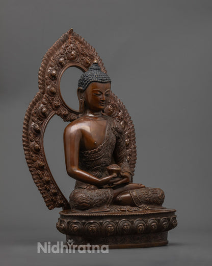 Tibetan Amitabha Buddha Statue – Painted with Rich Acrylic Colors and Halo Detailing