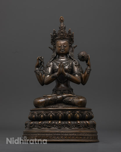 Tibetan Chenrezig Statue | Four-Armed Avalokiteshvara