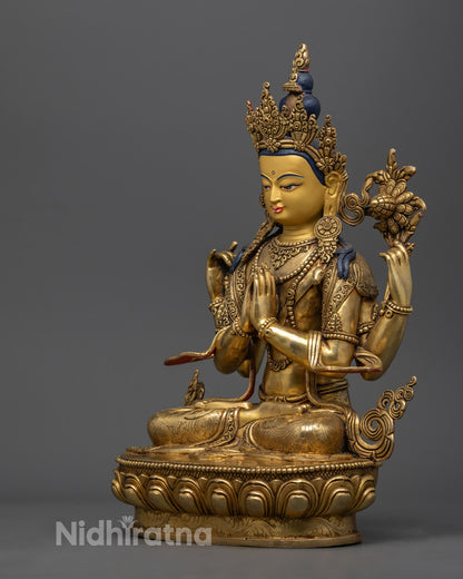 Tibetan Chenrezig statue symbolizing compassion, mercy, and spiritual blessings, perfect for home decor and meditation