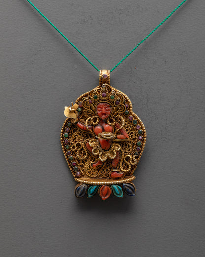  Tibetan Dorje Phagmo Locket | Elegant Gold-Plated Pendant