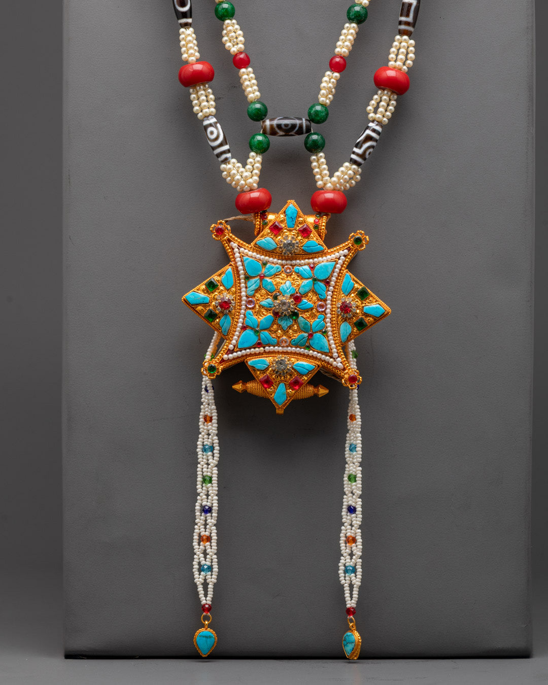 Tibetan Ghau Mala Necklace | 24k Gold-Plated Prayer Bead