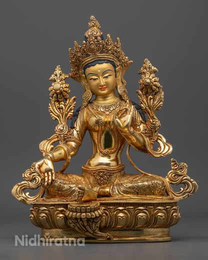 Tibetan Green Tara Statue | Handcrafted Tibetan Deity
