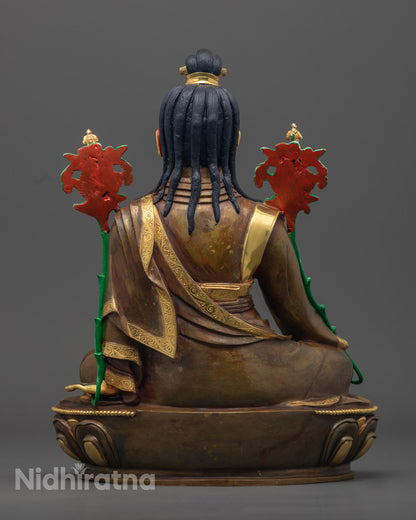 Tibetan Jigme Lingpa statue featuring a hollow chamber for mantras, ideal for meditation and spiritual practices.