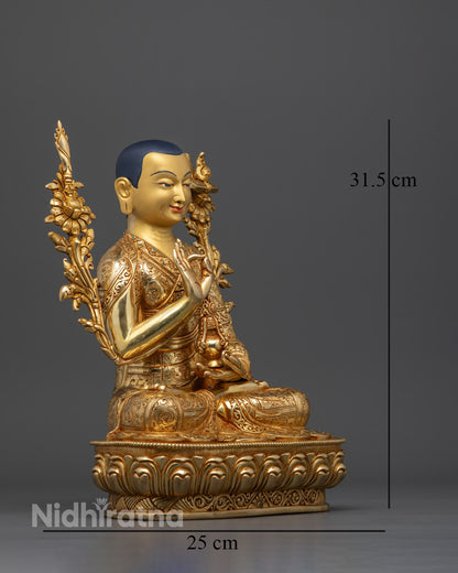 Tibetan Tsongkhapa Buddha Statue | Handcrafted Spiritual Sculpture with Gold Accents