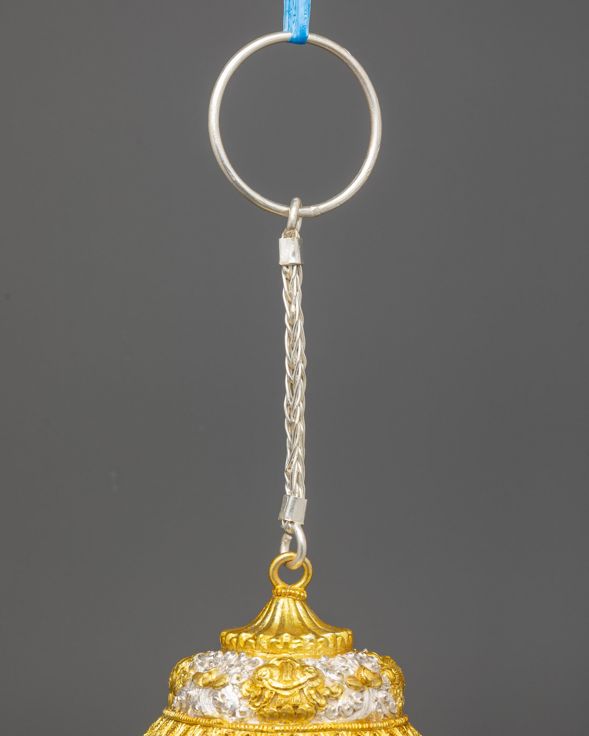 Top view Sangbour incense burner set crowned with decorative elements for Sang rituals