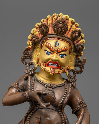 Traditional Lost Wax Method Crafted Black Dzambhala Wealth Deity Statue for Prosperity an
