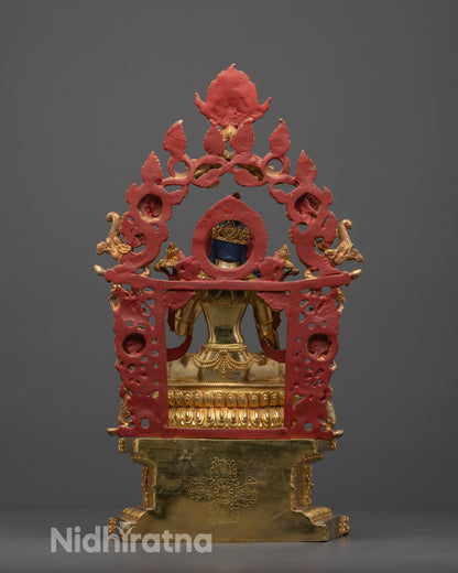 Traditional Lost Wax Method White Tara Sculpture with Sacred Miniature Figures