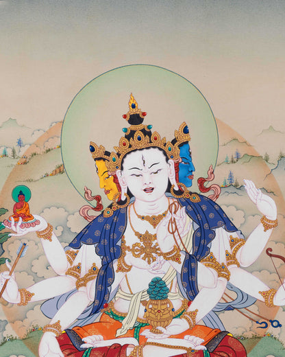 Traditional Namgyalma Thangka | Enlightened Goddess of Healing Print