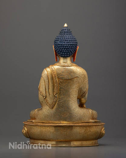 Traditional Nepalese Shakyamuni Buddha sculpture with hollow consecration chamber