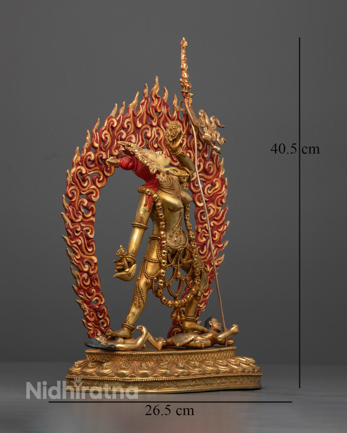 Traditional Vajrayogini Statue | 24k Gold Face | Artisan-Carved in Nepal