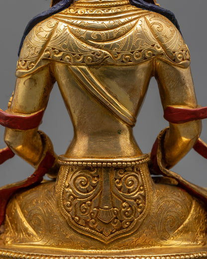 Traditional lost wax method Amitayus sculpture with hollow base for mantras and sacred relics